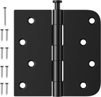 3 Pack Black Door Hinges 4 Inch, Exterior Door Hinges with Square & 5/8" Radius, Removable Pin, Perfect for Heavy-Duty Front & Back Door, Antirust & No Squeaks