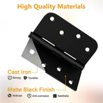 3 Pack Black Door Hinges 4 Inch, Exterior Door Hinges with Square & 5/8" Radius, Removable Pin, Perfect for Heavy-Duty Front & Back Door, Antirust & No Squeaks
