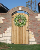 24-26 Inch Artificial Spring Summer Greenery Christmas Wreaths for Front Door Green Eucalyptus Leaf Wreath Decor Boxwood with Big Berries for Farmhouse Outside Year Round