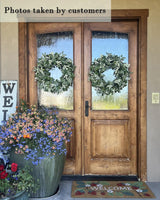 24-26 Inch Artificial Spring Summer Greenery Christmas Wreaths for Front Door Green Eucalyptus Leaf Wreath Decor Boxwood with Big Berries for Farmhouse Outside Year Round