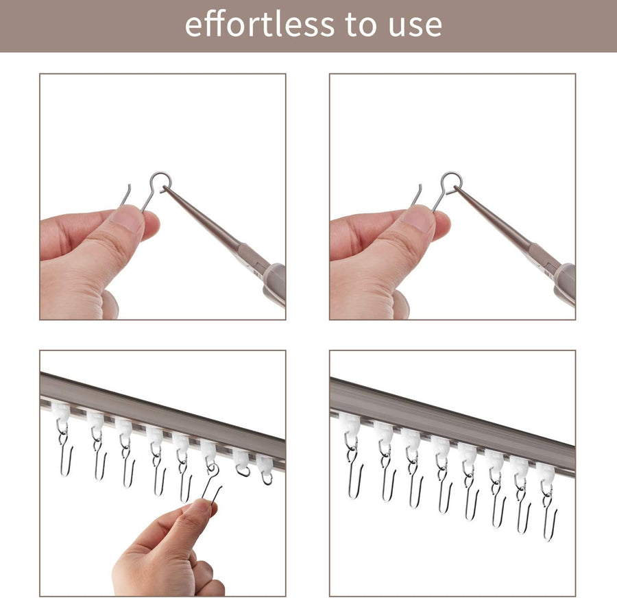 60 Pcs Metal Curtain Track Hooks S Shaped Small Curtain Metal Drape Wire Hooks for Ceiling Drape Track (Silver)