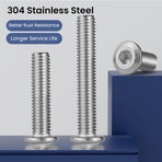 M6-1.0 x 45mm Flat Head Hex Socket Cap Screws Bolts 10Pcs, M6 Bolt 304 Stainless Steel 18-8 Furniture Bolts Full Thread, with Hex Spanner