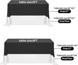 6 Pack Rectangle Tablecloth, 90x156 Inch, Stain Resistant and Wrinkle Polyester Table Cloth, Fabric Table Cover for Kitchen Dining, Wedding, Party, Holiday Dinner-White