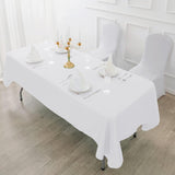 6 Pack Rectangle Tablecloth, 90x156 Inch, Stain Resistant and Wrinkle Polyester Table Cloth, Fabric Table Cover for Kitchen Dining, Wedding, Party, Holiday Dinner-White