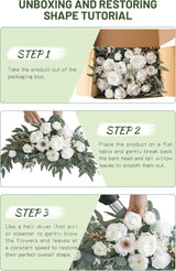 Faux Arch Flower Swag Set of 2 for Wedding Welcome Signs Floral Swag Wedding Reception Ceremony Signs Decor (White) - Low Angle