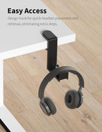 Headphone Hook - Under Desk Headphone Holder with 360-Degree Adjustable Rotation, Black