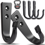 5 Large Size Heavy Duty Wall Hooks, Coat Hooks for Hanging Pans, Backpacks, Coats, Garage Items (Black)