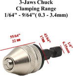 Drill Bit Adapter with 1/4 Hex Shank - 3Pcs Small Drill Chuck Extension for Impact Driver (0.6-8mm,0.3-3.6mmX2)