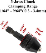 Drill Bit Adapter with 1/4 Hex Shank - 3Pcs Small Drill Chuck Extension for Impact Driver (0.6-8mm,0.3-3.6mmX2)