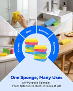 12-Count Cellulose Sponges, Non-Scratch Kitchen Sponges for Dish,Colorful Compressed Dish Scrubber Sponge for Household,Cookware,Bathroom