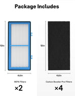 Aer1 Filter Replacement for Holmes Air Purifiers, 2 True HEPA Filters + 4 Carbon Booster Filters, HAPF30AT