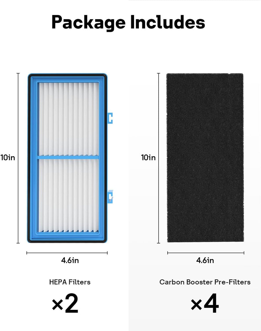 Aer1 Filter Replacement for Holmes Air Purifiers, 2 True HEPA Filters + 4 Carbon Booster Filters, HAPF30AT