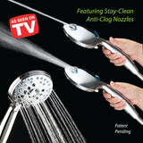 AquaCare As-Seen-On-TV High Pressure 48-setting Rain & Handheld 3-way Shower Head Combo - Anti-clog Nozzles/Tub, Tile & Pet Power Wash/Extra Long 6 ft. Hose/All Chrome Finish - Side View