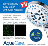 AquaCare As-Seen-On-TV High Pressure 48-setting Rain & Handheld 3-way Shower Head Combo - Anti-clog Nozzles/Tub, Tile & Pet Power Wash/Extra Long 6 ft. Hose/All Chrome Finish - 45-Degree Angle