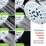 AquaCare As-Seen-On-TV High Pressure 48-setting Rain & Handheld 3-way Shower Head Combo - Anti-clog Nozzles/Tub, Tile & Pet Power Wash/Extra Long 6 ft. Hose/All Chrome Finish - Low Angle