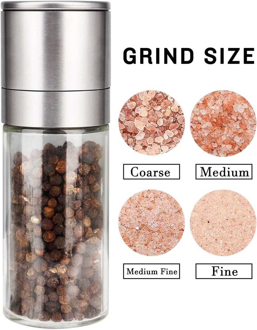 ® Salt and Pepper Grinder Set, Pepper Mill, Sea Salt Shaker Grinder Refillable, Adjustable Coarseness, Stainless Steel with Ceramic Rotor(Seasoning not included)