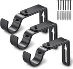Curtain Rod Bracket Adjustable, Drapery Rod Holder Hooks Support Hangers for 1 inch Diameter Window Curtain Rods (Black, 3-Pack)