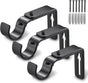 Curtain Rod Bracket Adjustable, Drapery Rod Holder Hooks Support Hangers for 1 inch Diameter Window Curtain Rods (Black, 3-Pack)