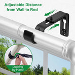 Curtain Rod Bracket Adjustable, Drapery Rod Holder Hooks Support Hangers for 1 inch Diameter Window Curtain Rods (Black, 3-Pack)
