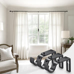 Curtain Rod Bracket Adjustable, Drapery Rod Holder Hooks Support Hangers for 1 inch Diameter Window Curtain Rods (Black, 3-Pack)
