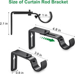 Curtain Rod Bracket Adjustable, Drapery Rod Holder Hooks Support Hangers for 1 inch Diameter Window Curtain Rods (Black, 3-Pack)
