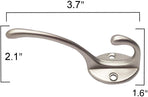 10 Pack Dual Coat Hooks Wall Mounted with 40 Screws Retro Double Hooks Utility Silvery Hooks for Coat, Scarf, Bag, Towel, Key, Cap, Cup, Hat (Silvery)
