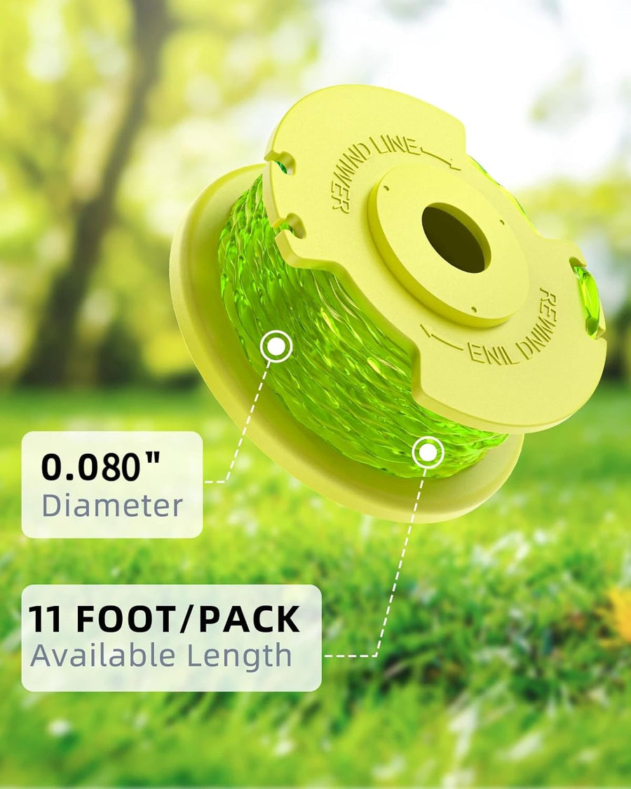 Weed Wacker String Compatible with Ryobi One Plus+ AC80RL3, 0.08'' String Trimmer Refill Line,Weed Eater String Compatible with Ryobi 18V, 24V, 40V Trimmers(10 Replacement Spools, 2 Trimmer Caps)