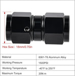 6AN Female to 6AN Female Straight Swivel Coupler Union Fitting Adapter Aluminum Black
