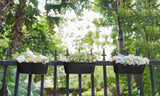 3 Pcs Metal Hanging Flower Pots for Railing Fence Outdoor Planter 15.7 Inch Hanging Bucket Pots Countryside Window Flower Plant Holder with Detachable Hooks for Garden Yard Home Decor,Black - Top-Down View