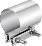 2.5 inch Exhaust Clamp, 2 1/2" Butt Joint Band Clamp Sleeve Coupler Stainless Steel for Pipes,Mufflers,Catalytic Converters (1PC, 2.5 in)
