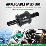 3/8" Fuel Check Valve One Way Inline Non Return Diesel Gasoline Black (10mm OD,2PCS)