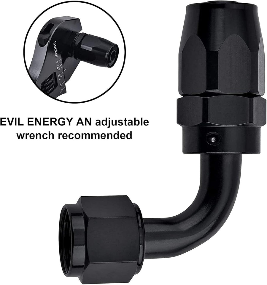 6AN Hose End Fitting 90 Degree Swivel for CPE Braided Hose Black 2PCS