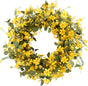 Artificial Spring Wreath 22 Inch Summer Wreaths for Front Door Yellow Daisy Wreath for Indoor Outdoor Home Decor and Easter Celebration