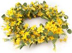 Artificial Spring Wreath 22 Inch Summer Wreaths for Front Door Yellow Daisy Wreath for Indoor Outdoor Home Decor and Easter Celebration