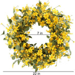 Artificial Spring Wreath 22 Inch Summer Wreaths for Front Door Yellow Daisy Wreath for Indoor Outdoor Home Decor and Easter Celebration