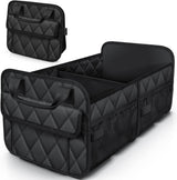 Trunk Organizer for SUV – Foldable & Portable Car Organizers and Storage with 2 Compartments, Large Capacity Car Trunk Organizer Car Accessories for Truck Sedan, Black, 21.7
