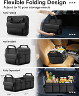 Trunk Organizer for SUV – Foldable & Portable Car Organizers and Storage with 2 Compartments, Large Capacity Car Trunk Organizer Car Accessories for Truck Sedan, Black, 21.7