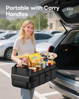 Trunk Organizer for SUV – Foldable & Portable Car Organizers and Storage with 2 Compartments, Large Capacity Car Trunk Organizer Car Accessories for Truck Sedan, Black, 21.7
