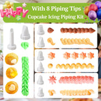 Cake Decorating Gun, Cupcake Icing Piping Kit, Cake Decorating Kit with 8 Piping Tips, Cupcake Injector/Decorating Icing Set, White