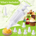 Cake Decorating Gun, Cupcake Icing Piping Kit, Cake Decorating Kit with 8 Piping Tips, Cupcake Injector/Decorating Icing Set, White