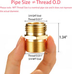 2 Pack 3/4" GHT to 3/4" NPT Male Connector, Brass Garden Hose Fitting, Male Hose Adapter