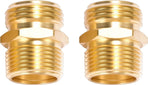 2 Pack 3/4" GHT to 3/4" NPT Male Connector, Brass Garden Hose Fitting, Male Hose Adapter