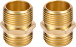 2 Pack 3/4" GHT to 3/4" NPT Male Connector, Brass Garden Hose Fitting, Male Hose Adapter