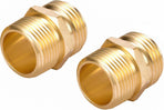 2 Pack 3/4" GHT to 3/4" NPT Male Connector, Brass Garden Hose Fitting, Male Hose Adapter