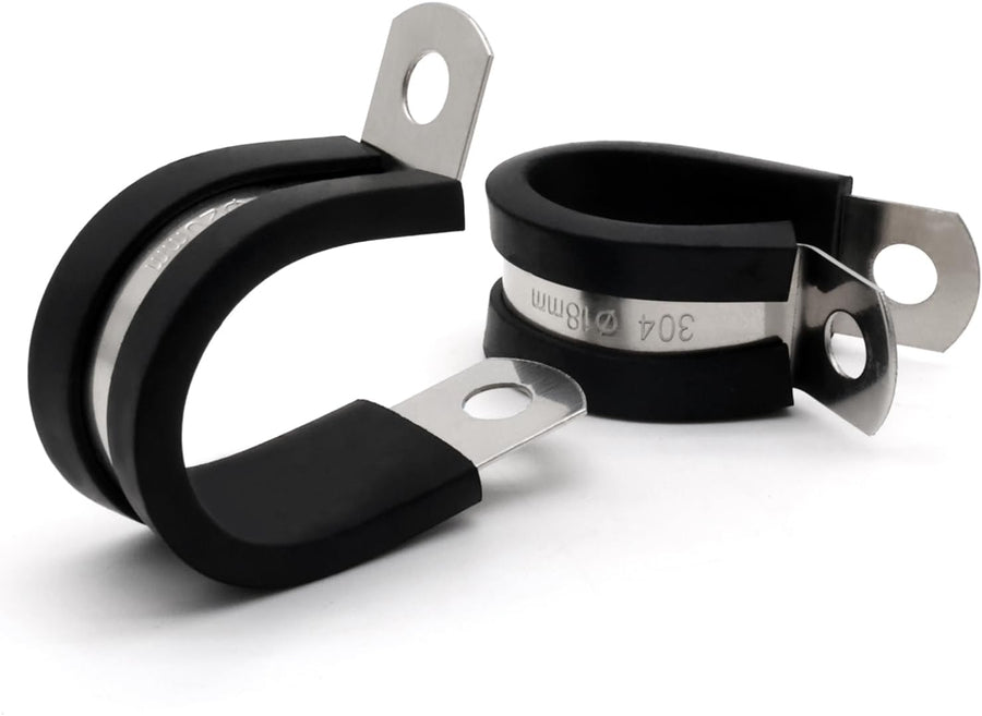 1/2 Inch Cable Clamp, 25 Pack Stainless Steel Wire Clamp, Rubber Metal Hose Clamps for Wire Line Clips, Pipe, Hose Bracket, Tube Holder (14mm)