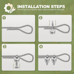 4pcs M6 Wire Rope Clamp, 1/4 inch Cable Clamps Stainless Steel Wire Rope Clips