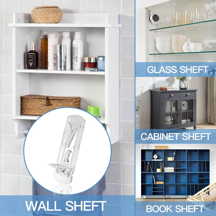 10pcs Locking Shelf Pins – 5mm Cabinet Shelf Pegs, Clear Plastic Shelf Clips for 3/4" Thick Board