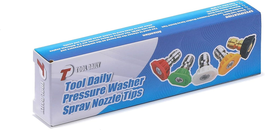Pressure Washer Spray Nozzle Tips Multiple Degrees, 1/4 inch 5-Pack (2.5 GPM)