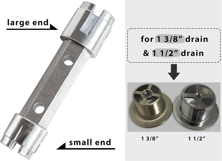 Tub Drain Remover Wrench Removal Tool Dual Ended Dumbell for Bath Drains Heavy Duty Aluminum