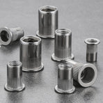 Rivet Nut 1/4"-20UNC 100Pcs Stainless Steel 304 Finish Flat Head Rivnut Threaded Insert Nut Knurled Body